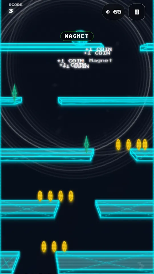 Late Falldown 3D run with the platforms rising fast and gaps narrowed